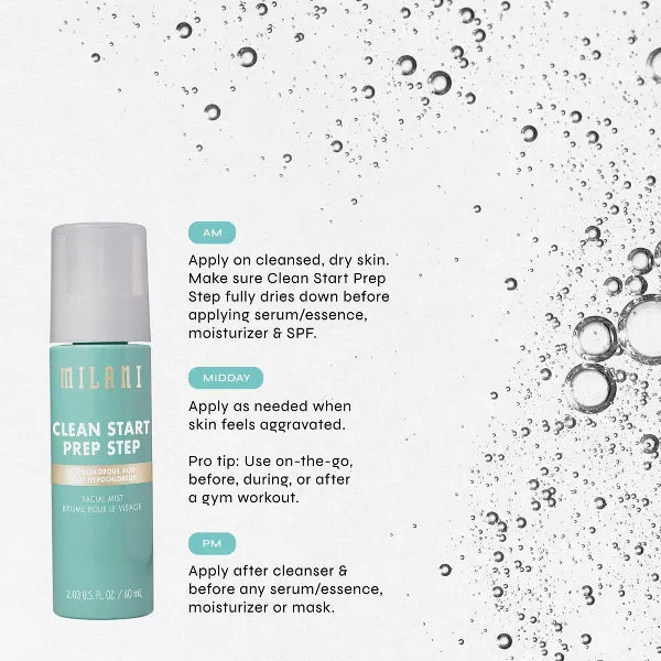 Milani Clean Start Prep Step Hypochlorous Acid Facial Mist - 2.03 fl oz