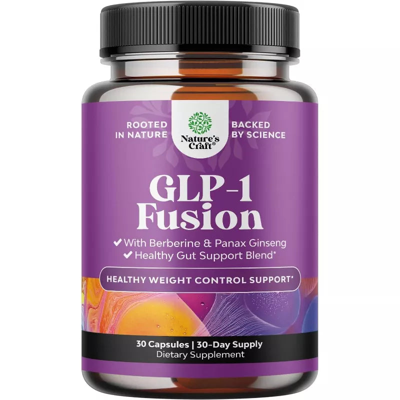 GLP-1 Berberine Capsules, Berberine with Panax Ginseng, Turmeric Curcumin & Cayenne Pepper for Metabolic Balance & Gut Health, Nature's Craft, 30ct