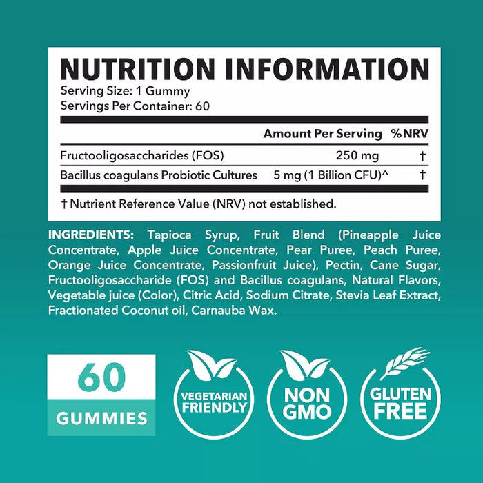 Havasu Nutrition Probiotic Gummies with 1 Billion CFU Bacillus Coagulans for Digestive Support & Gut Health, Mixed Berry Flavor, 60ct